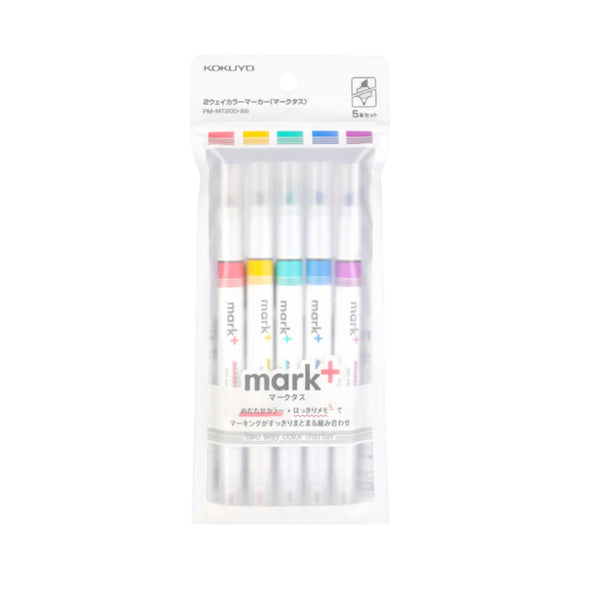 Kokuyo Mark+ Two Way Marker - 5 Color Set