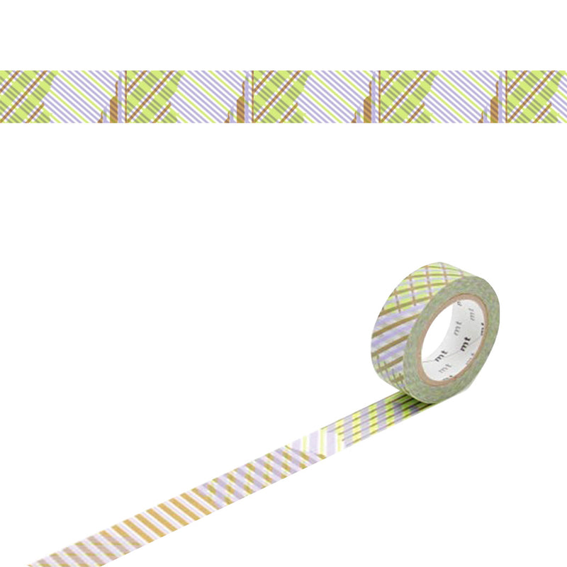 MT Washi Tape Stripe Checked Green